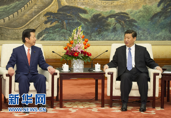 2013年1月25日，中共中央總書記習近平在北京人民大會堂會見日本公明黨黨首山口那津男。