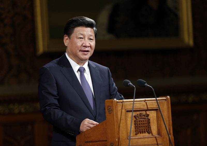 10月20日，國家主席習近平在英國議會發表講話。新華社記者 鞠鵬 攝