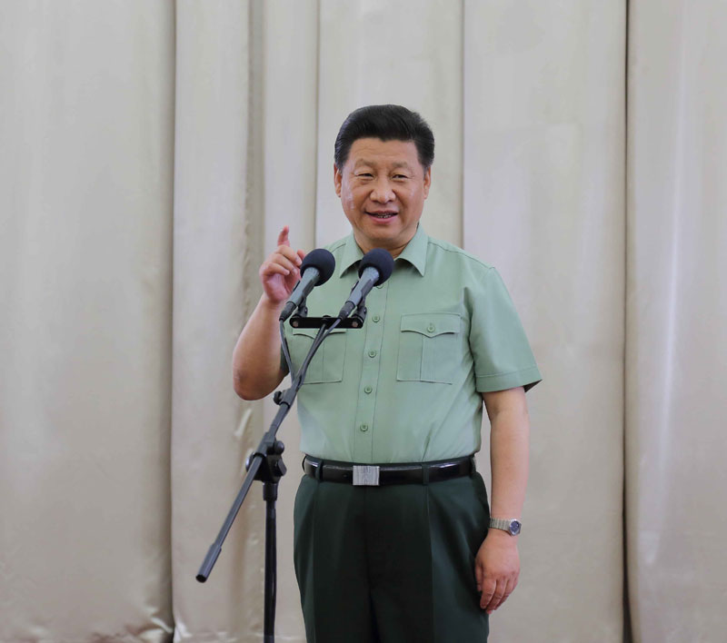 2015年5月26日，習近平在浙江省軍區機關親切接見駐浙部隊師以上領導干部和建制團單位主官。這是習近平在接見時發表重要講話。李剛 攝