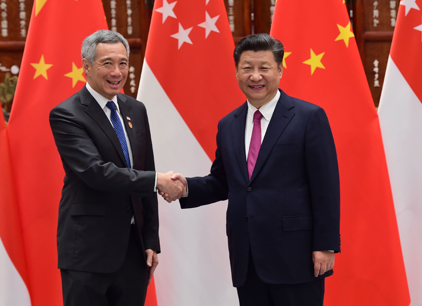 9月2日，國家主席習近平在杭州會見新加坡總理李顯龍。新華社記者 張 鐸攝