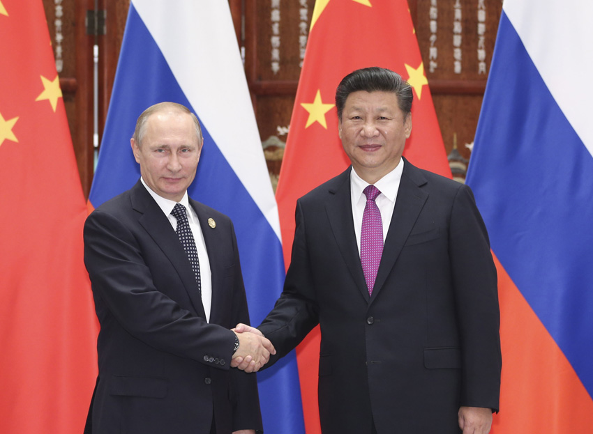 9月4日，國家主席習近平在杭州會見在華出席二十國集團領導人杭州峰會的俄羅斯總統普京。新華社記者 丁 林攝