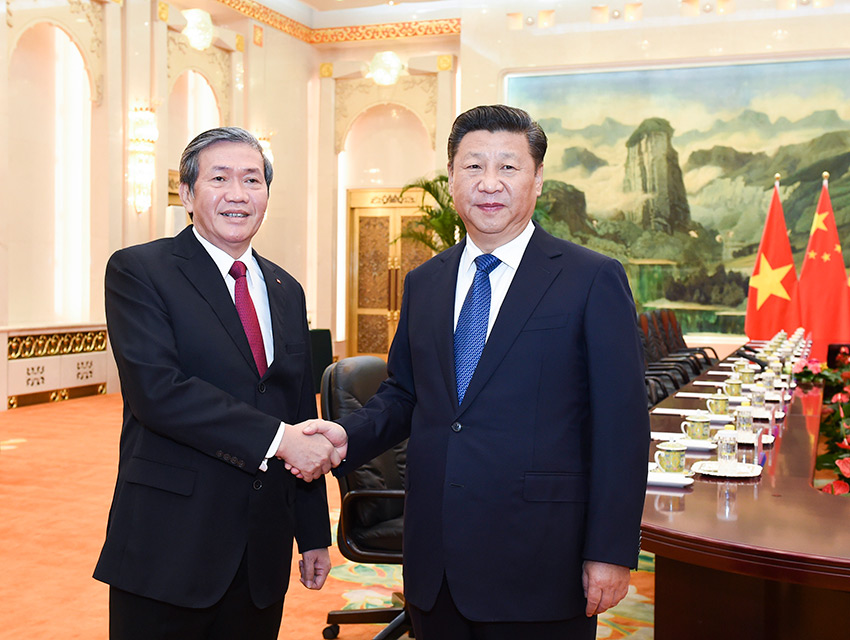 10月20日，中共中央總書記、國家主席習近平在北京人民大會堂會見越共中央政治局委員、中央書記處常務書記丁世兄。 新華社記者 李學仁 攝