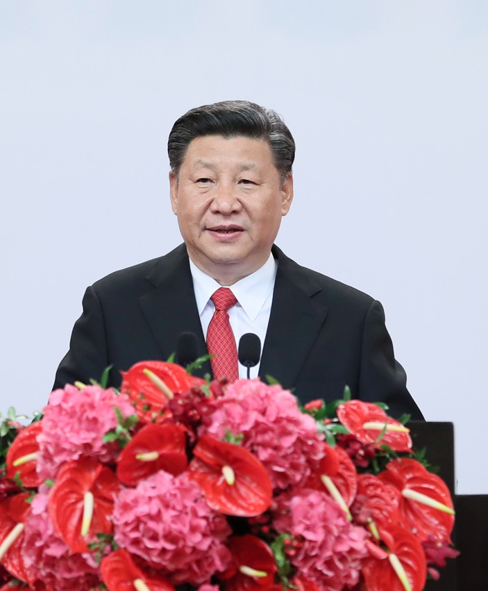 6月30日晚，國家主席習近平出席香港特別行政區政府歡迎晚宴並發表重要講話。 新華社記者 蘭紅光 攝