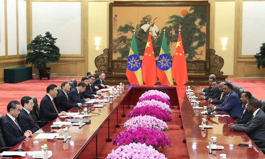 9月2日，國家主席習(xí)近平在北京人民大會(huì)堂會(huì)見埃塞俄比亞總理阿比。新華社記者 王曄 攝