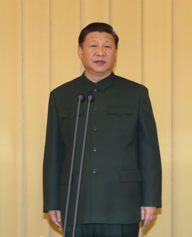 2018年1月10日，中央軍委向武警部隊授旗儀式在北京八一大樓舉行。中共中央總書記、國家主席、中央軍委主席習近平向武警部隊授旗並致訓(xùn)詞。這是習近平致訓(xùn)詞。新華社記者 李剛 攝