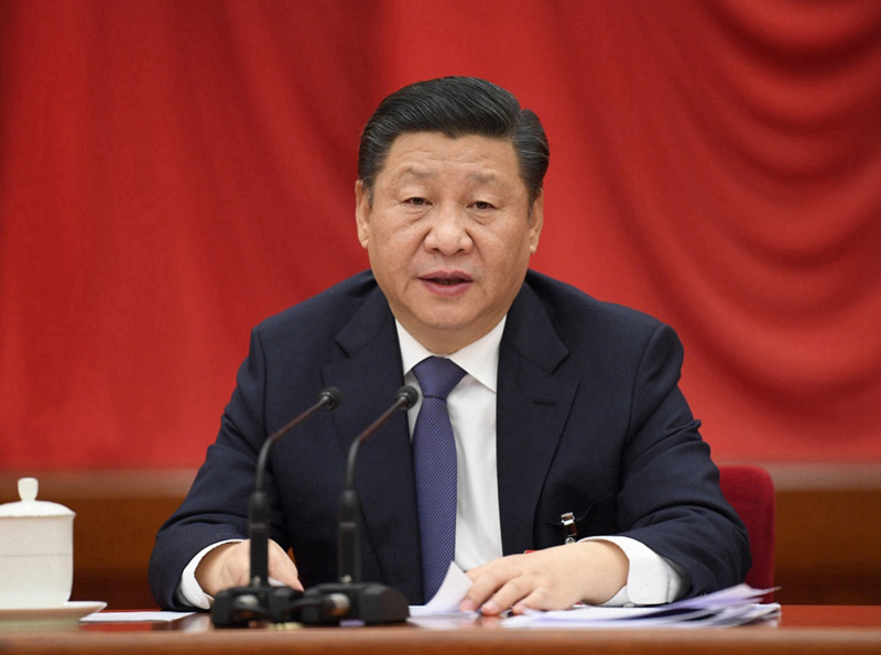 中國共產黨第十九屆中央委員會第二次全體會議，於2018年1月18日至19日在北京舉行。中央委員會總書記習近平作重要講話。 新華社記者 李學仁 攝