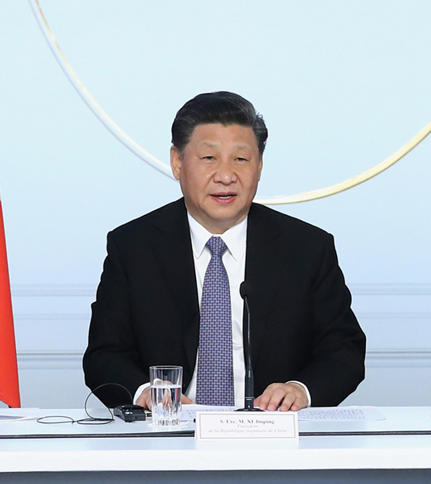 3月26日，國家主席習近平在巴黎出席中法全球治理論壇閉幕式並致辭。 新華社記者 鞠鵬 攝