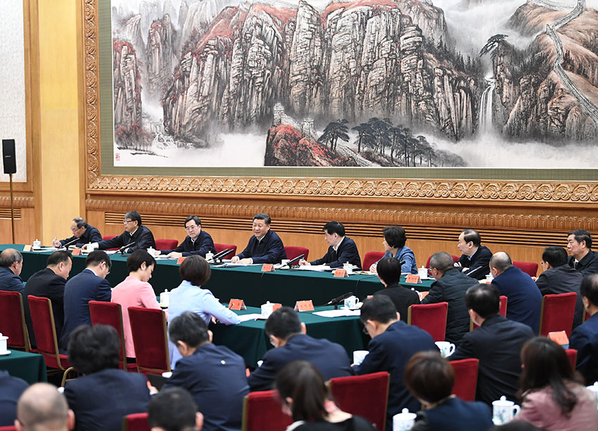 3月18日，中共中央總書記、國家主席、中央軍委主席習近平在北京主持召開學校思想政治理論課教師座談會並發表重要講話。 新華社記者 謝環馳 攝