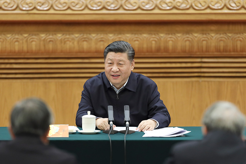 3月18日，中共中央總書記、國家主席、中央軍委主席習近平在北京主持召開學校思想政治理論課教師座談會並發表重要講話。 新華社發（盛佳鵬 攝）