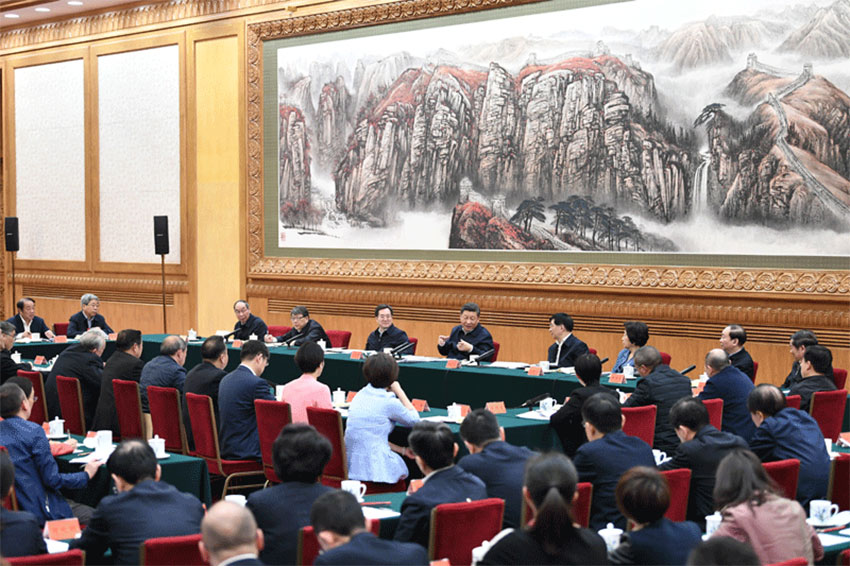 3月18日，中共中央總書記、國家主席、中央軍委主席習近平在北京主持召開學校思想政治理論課教師座談會並發表重要講話。新華社記者 謝環馳 攝