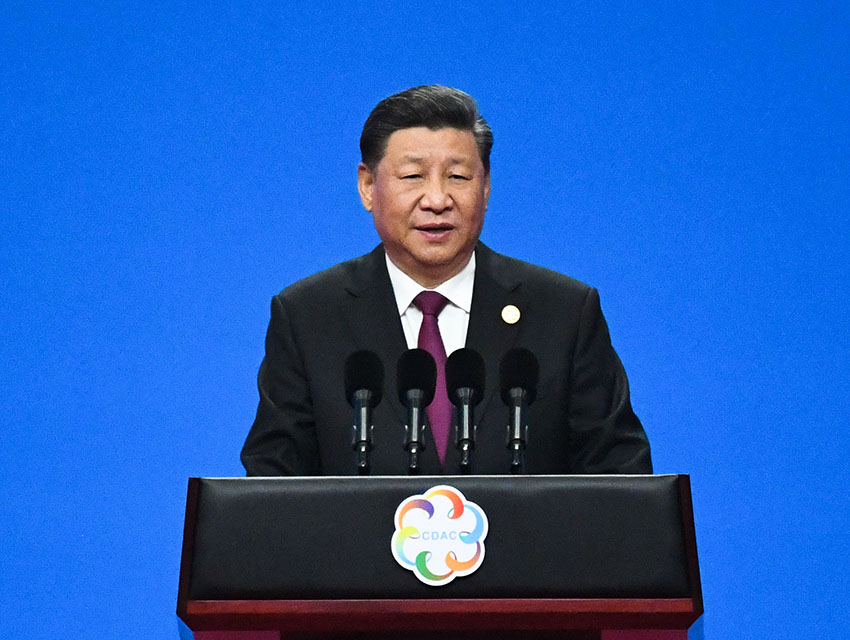 5月15日，國家主席習近平在北京國家會議中心出席亞洲文明對話大會開幕式，並發(fā)表題為《深化文明交流互鑒 共建亞洲命運共同體》的主旨演講。新華社記者 饒愛民 攝