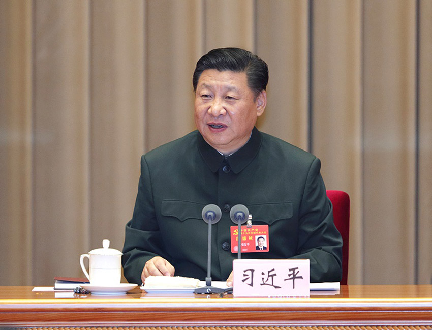 2017年10月26日，中共中央總書記、國家主席、中央軍委主席習近平出席在京召開的軍隊領導干部會議並發表重要講話。新華社記者 李剛 攝
