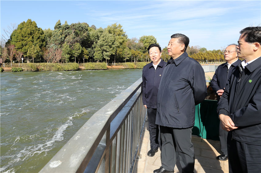 1月20日，正在雲南考察的中共中央總書記、國家主席、中央軍委主席習近平來到昆明，前往滇池星海半島生態濕地，察看滇池保護治理情況。新華社記者 鞠鵬 攝