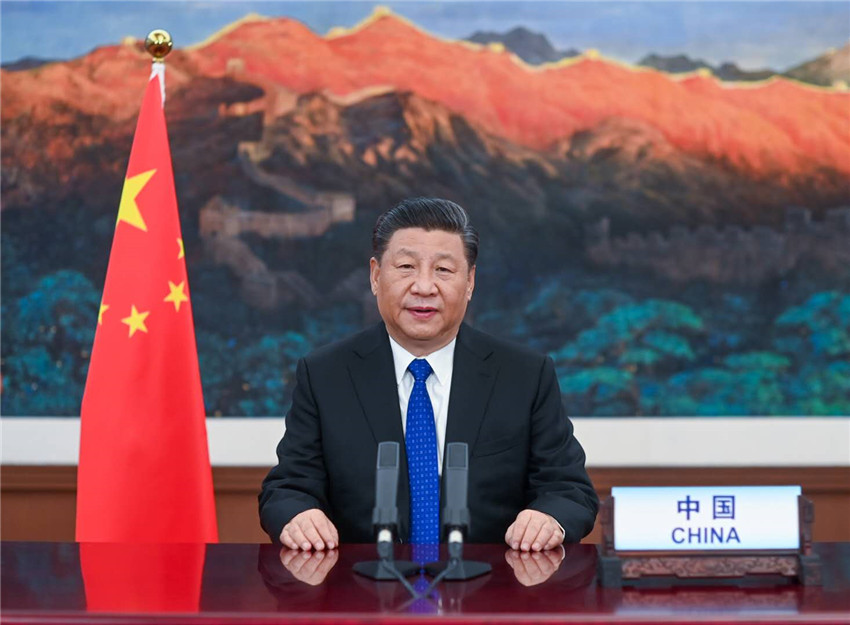 5月18日，國家主席習近平在第73屆世界衛生大會視頻會議開幕式上發表題為《團結合作戰勝疫情　共同構建人類衛生健康共同體》的致辭。 新華社記者 李學仁 攝