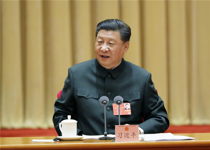 5月26日下午，中共中央總書記、國家主席、中央軍委主席習近平出席十三屆全國人大三次會議解放軍和武警部隊代表團全體會議並發表重要講話。 新華社記者 李剛 攝